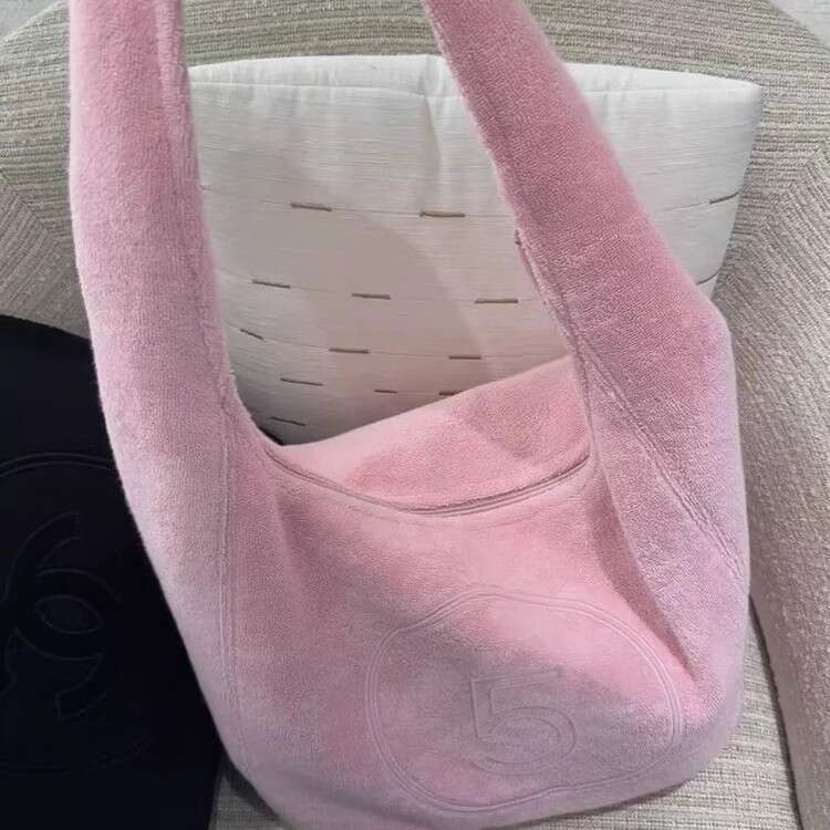 New Trendy Fashion Versatile Pink Terry Cloth Concave Design Niche Single Shoulder Bag