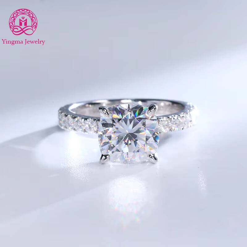8.5x8.5mm 3 Carats Cushion Cut Moissanite Wedding Ring 18K 14K Solid Gold Jewelry Ring 925 Sterling Silver Moissanite Ring