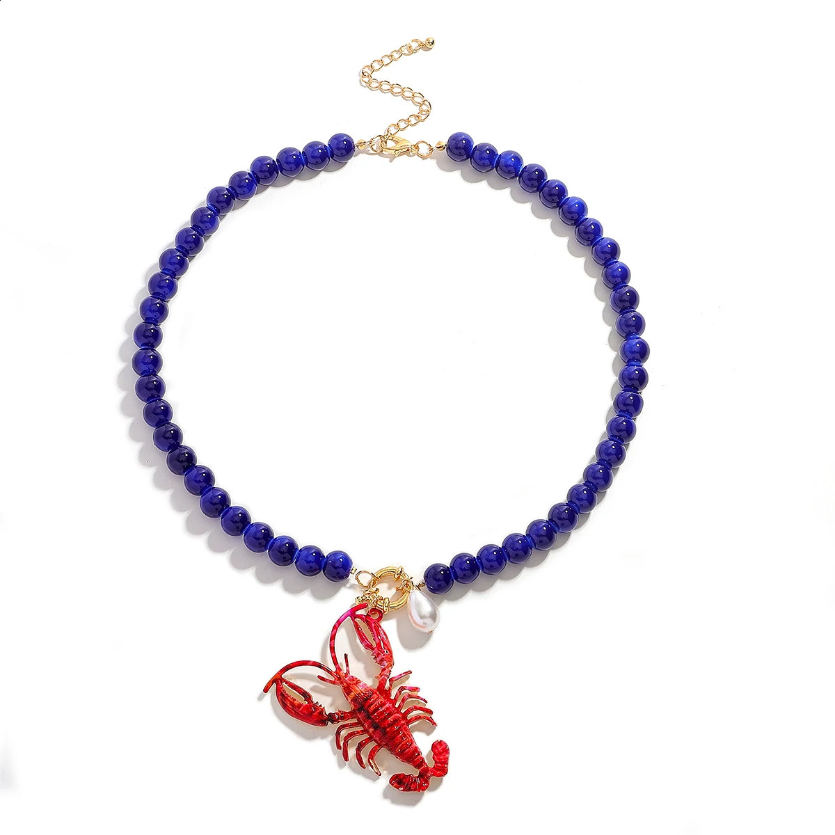 ZAA lady Summer Beach Ocean Style Red Crab Pendant Necklace Bold Hip Hop Party Jewelry for Women Beaded Chokers 250716