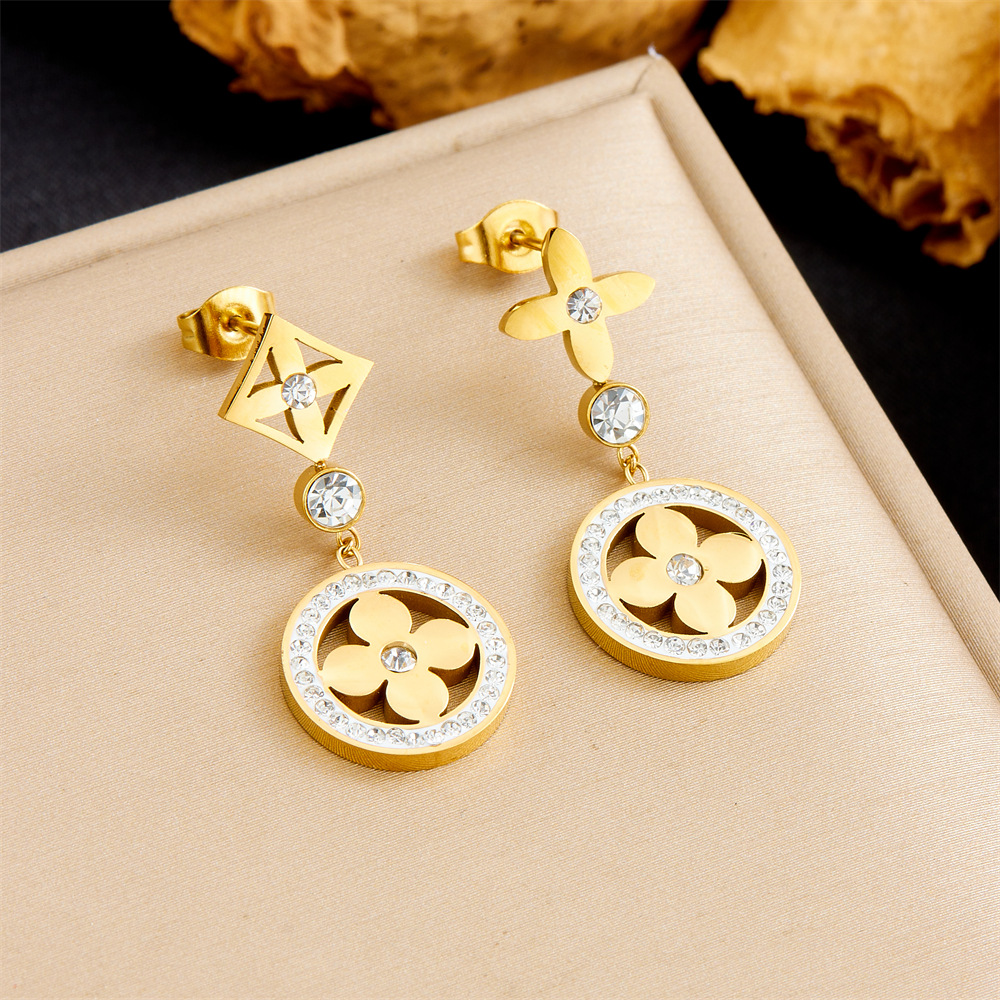 Designer Earrings For Women's Earrings Titanium Steel Colorless Necklace Bracelet Earrings Collection Personality Simple Style Fashionable Luxury