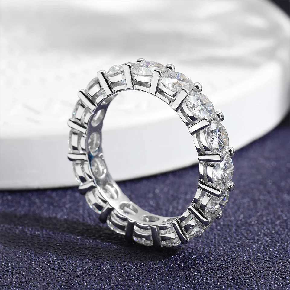 5mm D Color Moissanite Row Ring 925 Sterling Silver Diamond Wedding Band Rings For Women Certified Fine Jewelry Gift Houtros y250730