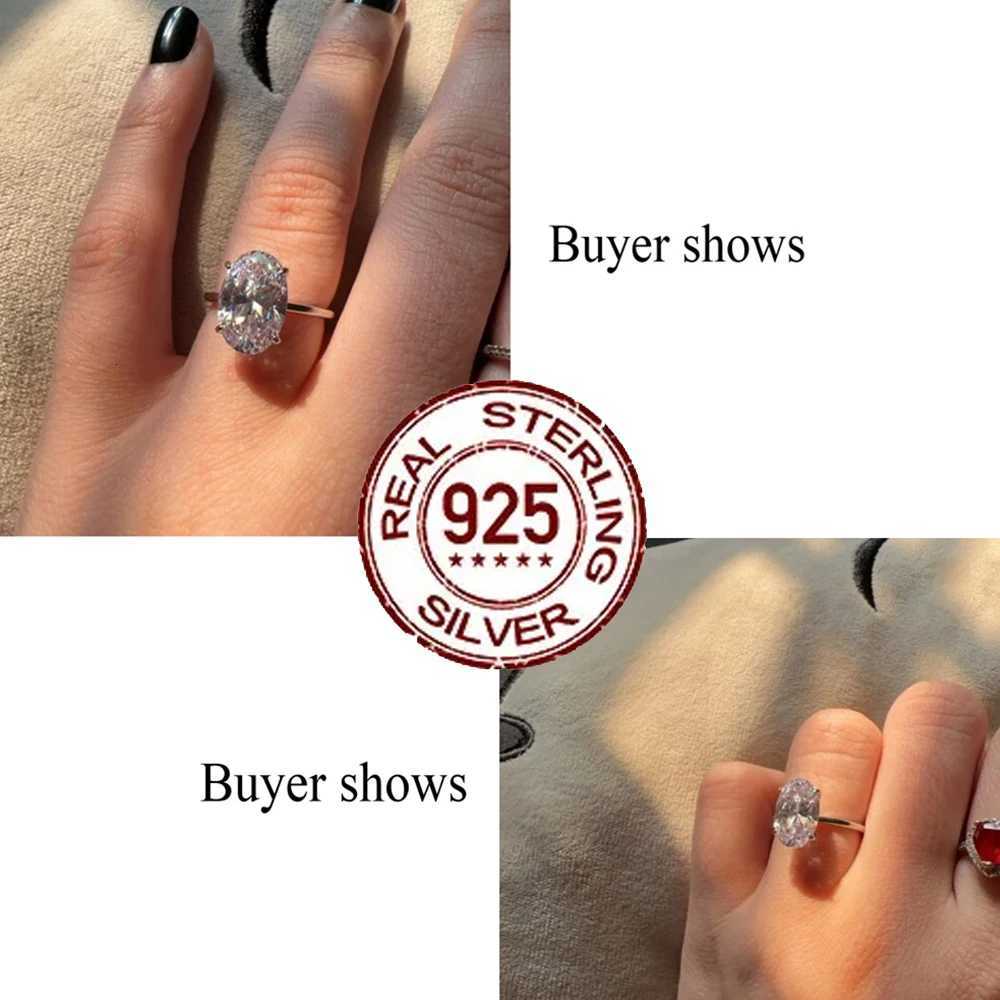 925 Sterling Silver 5CT Oval Cubic Zircon Ring for Women Sparkling Wedding Band Jewelry Valentines Gift SR006 y250730