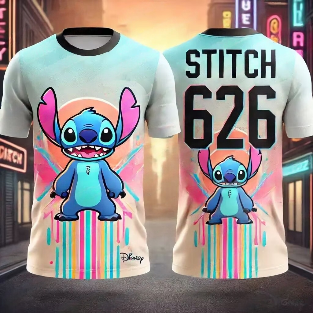 Disney Stitch Messi Collaboration T-Shirt Cute Stylish Comfortable Summer Jersey for Kids Adults Boys Girls W250617