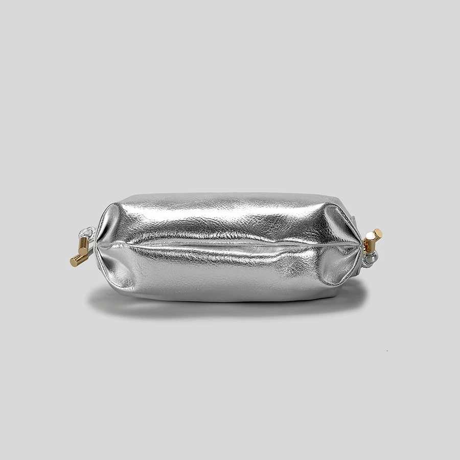 Fashion Silver Oval Crossbody Bags for Women Designer Hobos Pu Leather Shoulder Bags Metal Color Small Female Purses2024 Summer Y250730