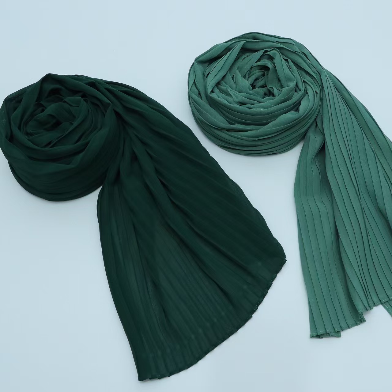 T1355 summer new chiffon beads large and small pleated scarf solid color crushed pearl chiffon