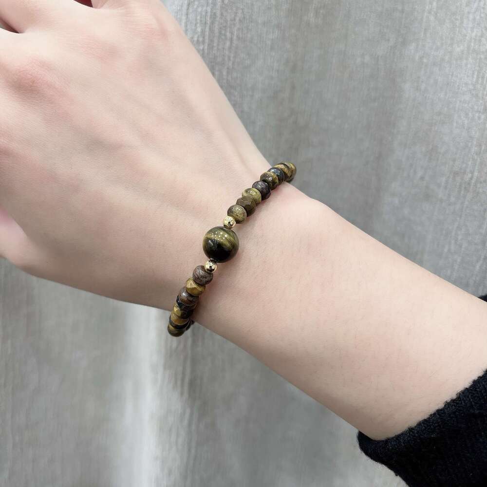 New Chinese Melad Wind Yellow Crystal Gold Lucky Style Natural Tiger Eye Stone High-end Niche Bracelet d9a