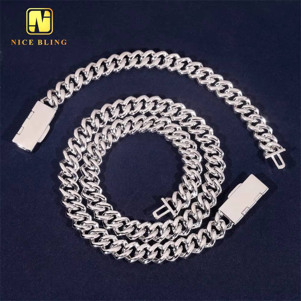 12mm Fashion Hip Hop Rapper VVS Moissanite Diamond Jewelry 925 Sterling Silver Iced Out Cuban Link Chain Necklace Bracelet