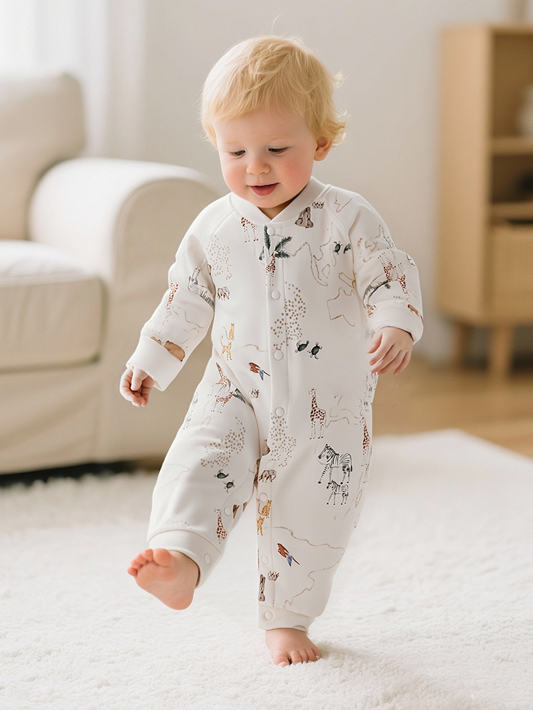 Newborn A-type clothes autumn and winter baby jumpsuit cotton wool baby clothes nightgown