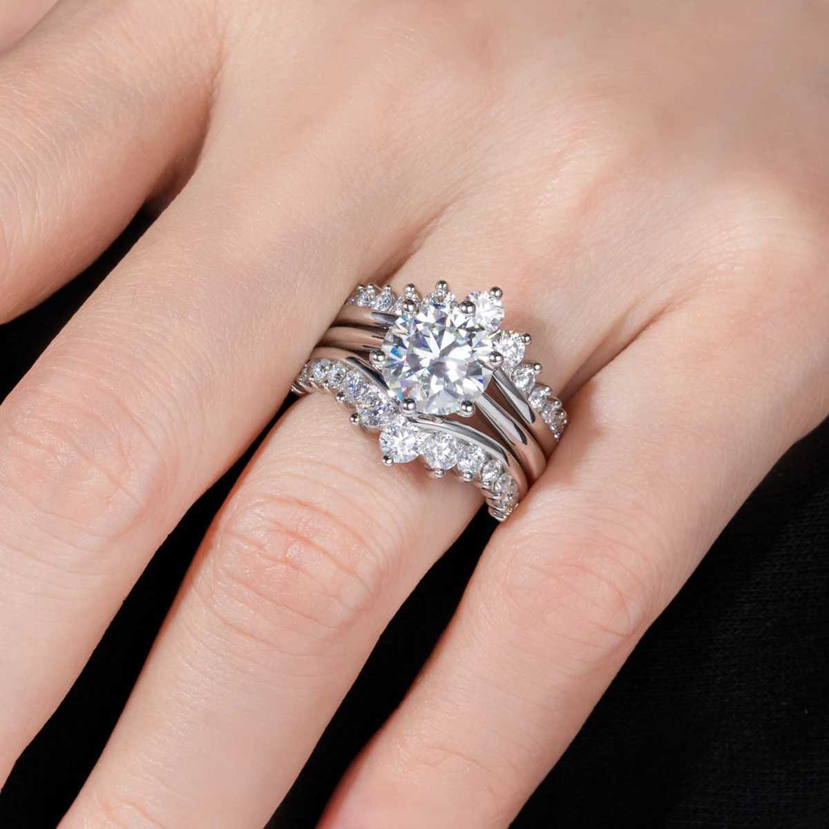3CT D Color Moissanite Wedding Bands 18k Gold Plated 925 Sterling Silver Bridal Ring Set For Girls Jewelry Wholesale y250730