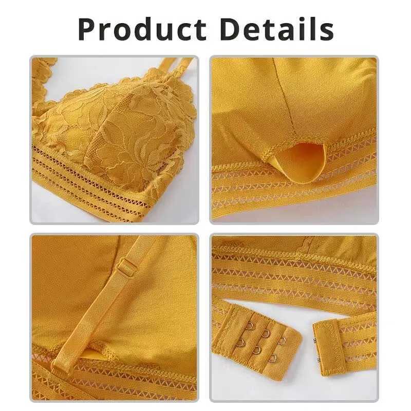 Lace Triangular Cup Suspender Bra Thin Cup Without Steel Ring Sexy Beautiful Back Breathable Bra with Detachable Chest Pad Z250730