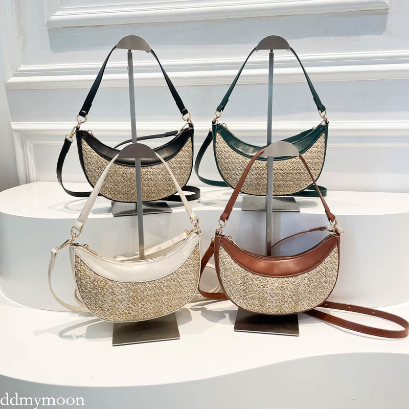 2025 New High-End Fashion Straw Woven Niche Design Single Shoulder Crossbody Dumpling Versatile Handbag Beach Bag for Women ddmymoon