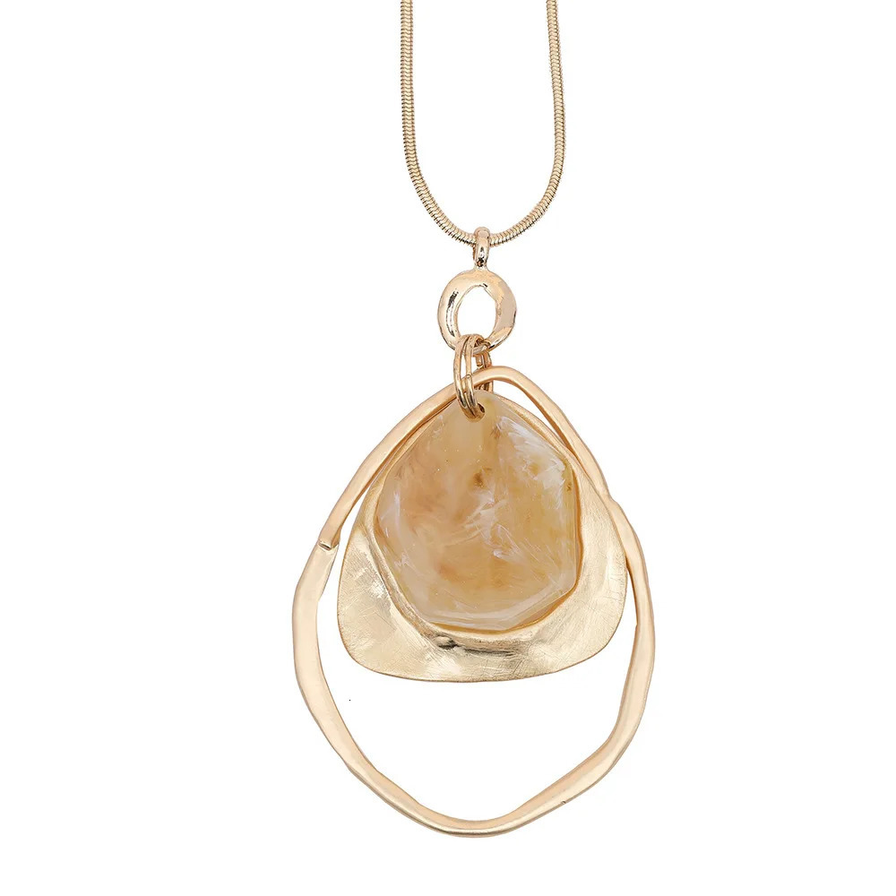 Kaseakia Retro Metal Resin Pendant Womens Simple Sweater Chain Long Necklace 250729