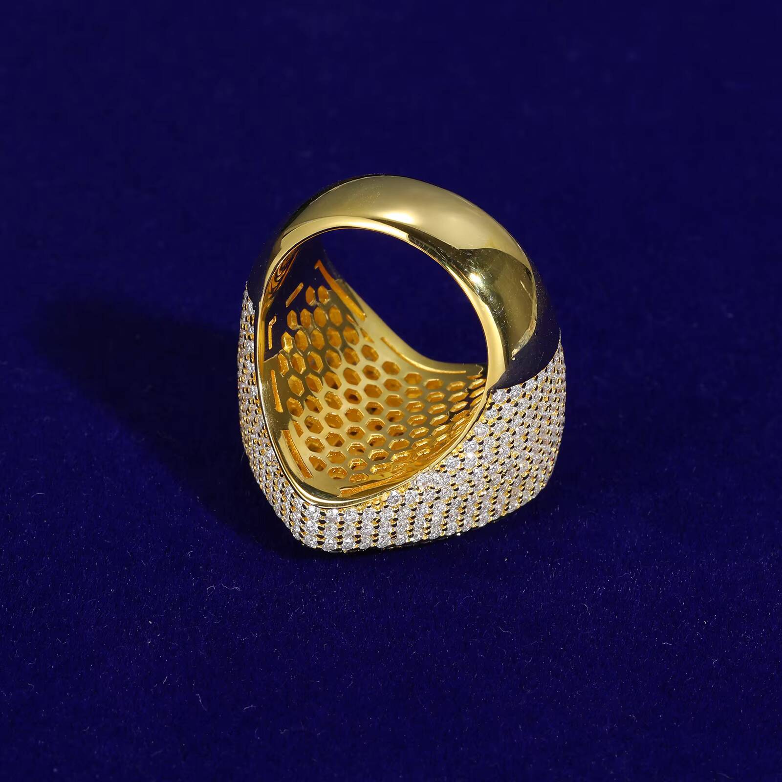 Luxury Hip Hop Jewelry 18K Gold Plated 925 Sterling Silver VVS Baguette Moissanite Diamond Iced Out Heart Ring for Men