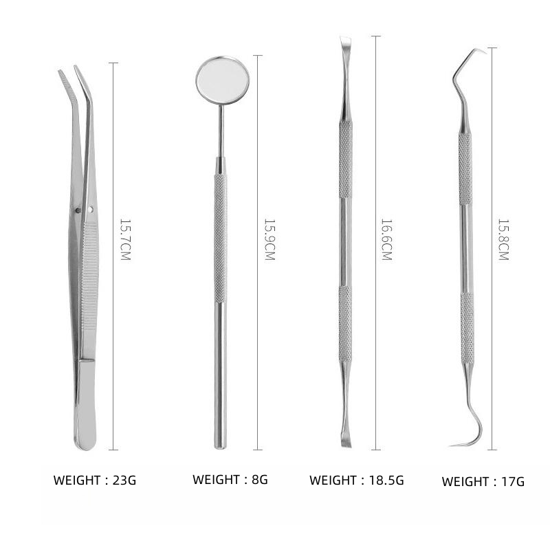 Stainless Steel Teeth Cleaning Set with Leather Case - Professional Dental Tools Kit