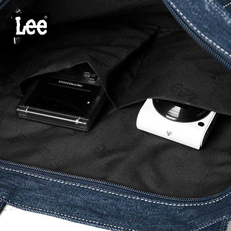 LEE Denim Blue Women Casual Large Capacity Tote Bag Jeans Beige Ladies Work Shoulder School Student Laptop Book Bag G250729