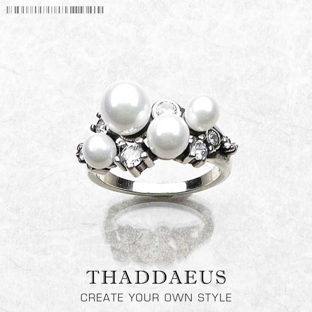 925 Sterling Silver Ring with Freshwater Pearls and White Stones European Style New Fine Jewelry Trendy Gift for Women y250730
