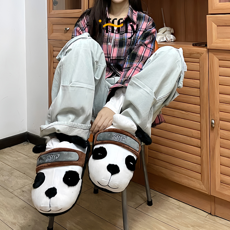 Jifffly Panda Cotton Shoes for Women 2025 New Winter Cartoon Fleece Warmth Thickened Student Boots