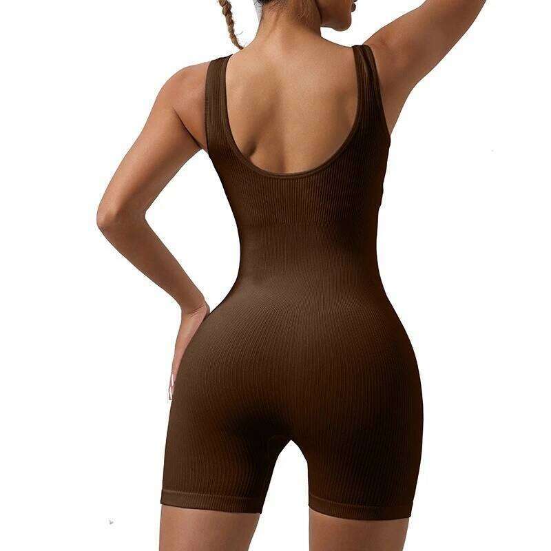 Summer Hot Seamless Bodysuits for Women Tummy Control Rompers One Piece Sexy Sleeveless Backless Yoga Sets Hip Lifting Jumpsuits