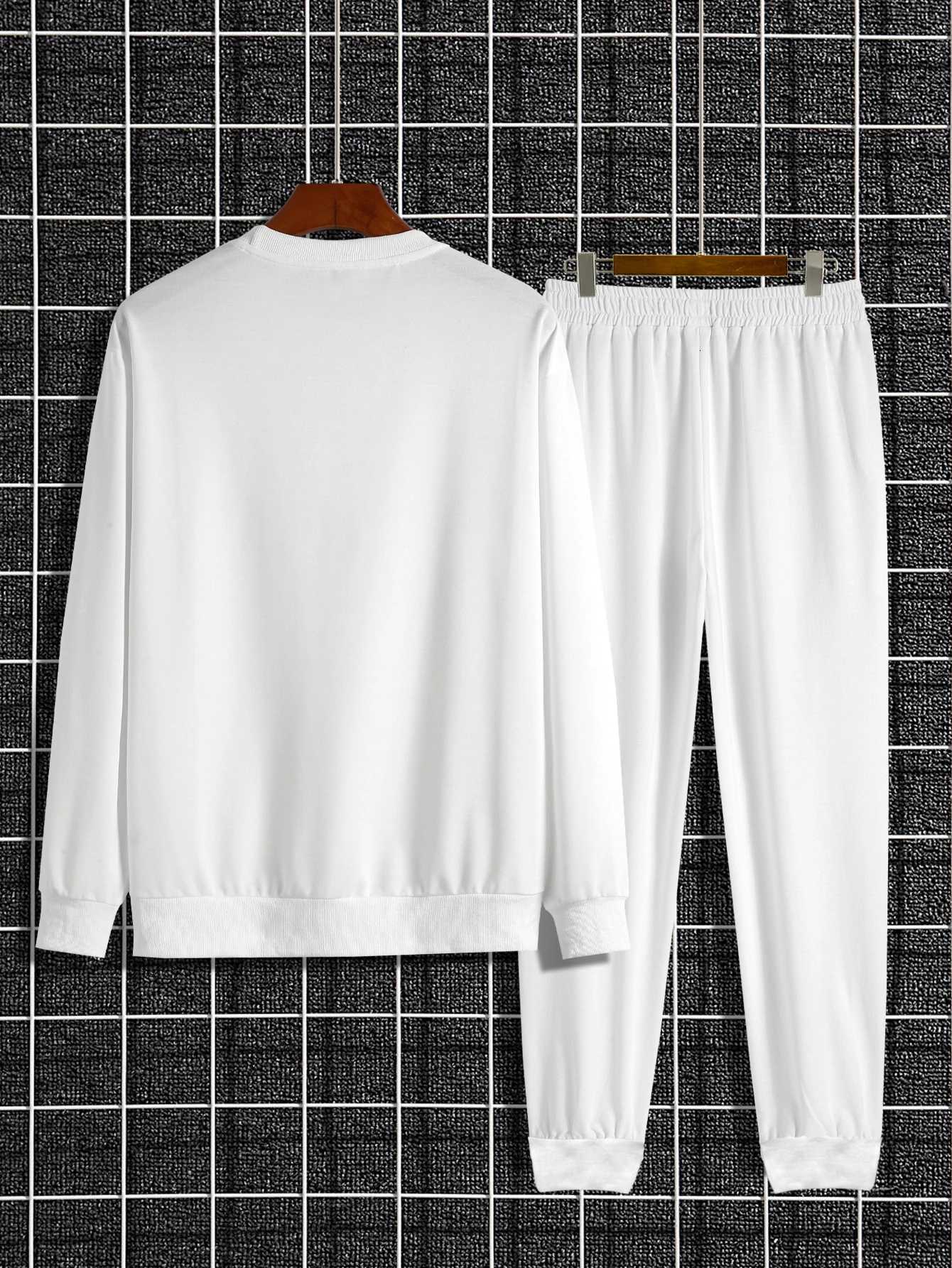 Autumn Trendy New Sweatshirt Sweatpants Set Mens Daily Loose Casual Fit Printed Hundred Long Sleeve Sweatshirt 2 Piece Set XJ250731