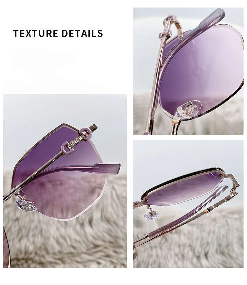 DHcollections Frameless Sunglasses - UV380 Protection, Metal Edge, Fashionable for Women (5 Trendy Colors)