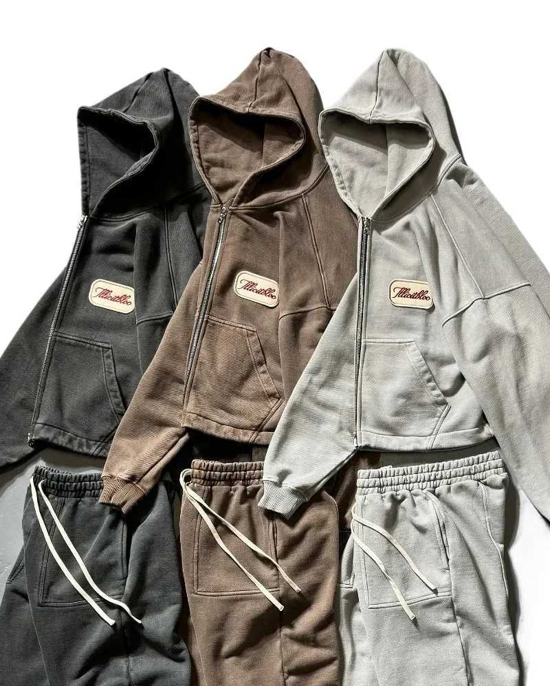 Streetwear Harajuku Hip Hop Fashion Embroidery Oversized Sweatshirt Two Piece Set Slacks Jogging Pants Tracksuits Casual Jacket XJ250731