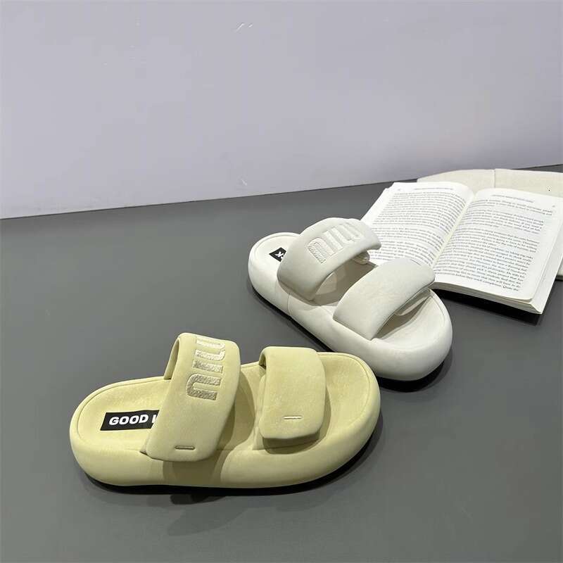 Women's Outdoor Thick-Soled Bread Sandals 2025 Summer New Matte Open-Toe Roman Beach Slippers One-Strap Slides