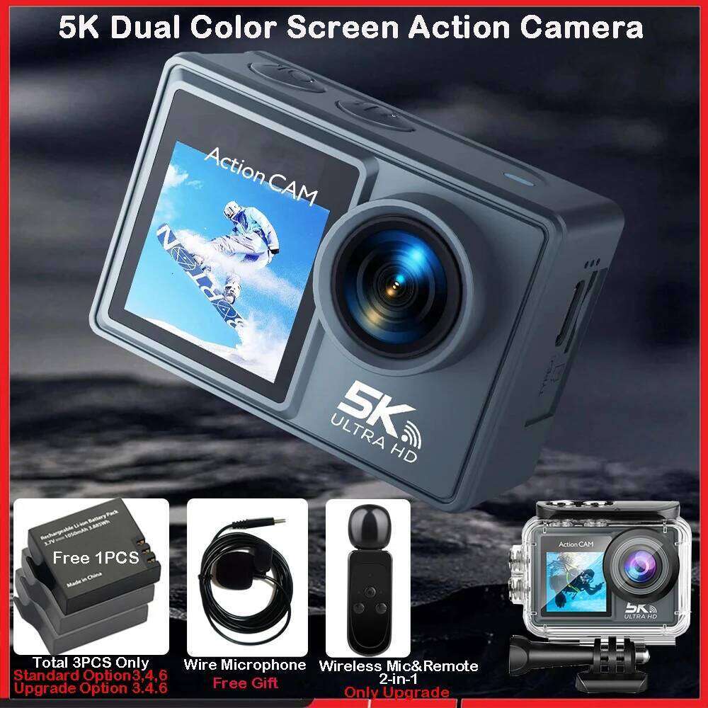 Designer Famous Brand K FPS Action Dual IPS Touch LCD DVR EIS M Waterproof X Zoom Sport Camera With Wireless Mic Remote Control
