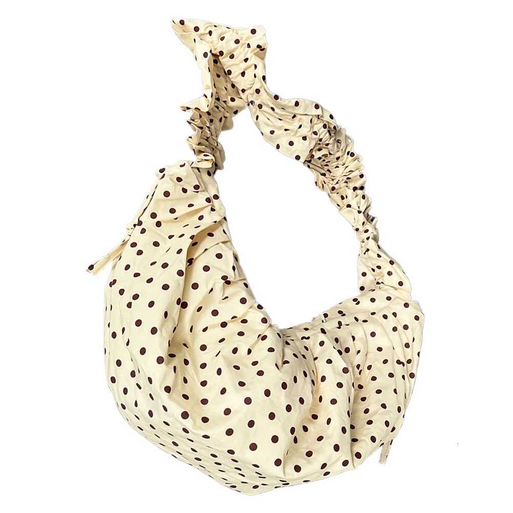 Women Chic Underarm Bag Large Capacity Polka Dot Pleated Dumpling Bag All Matched Vintage Small Tote Bag for Party Vacation Y250730