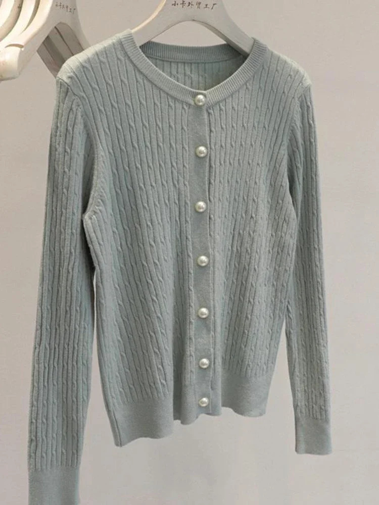 Women Casual Loose Long Sleeved Base Sweater Korean Style Fashion Autumn Winter ONeck Cardigan Twists Knitted 250730
