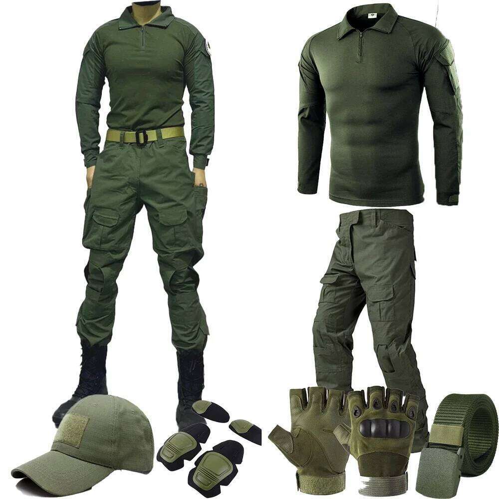 Green Tactical Suits Outdoor Uniform Men Clothing Training Suit Hunting Shirts Cargo Pants Paintball Mens Sets Wear Resistant