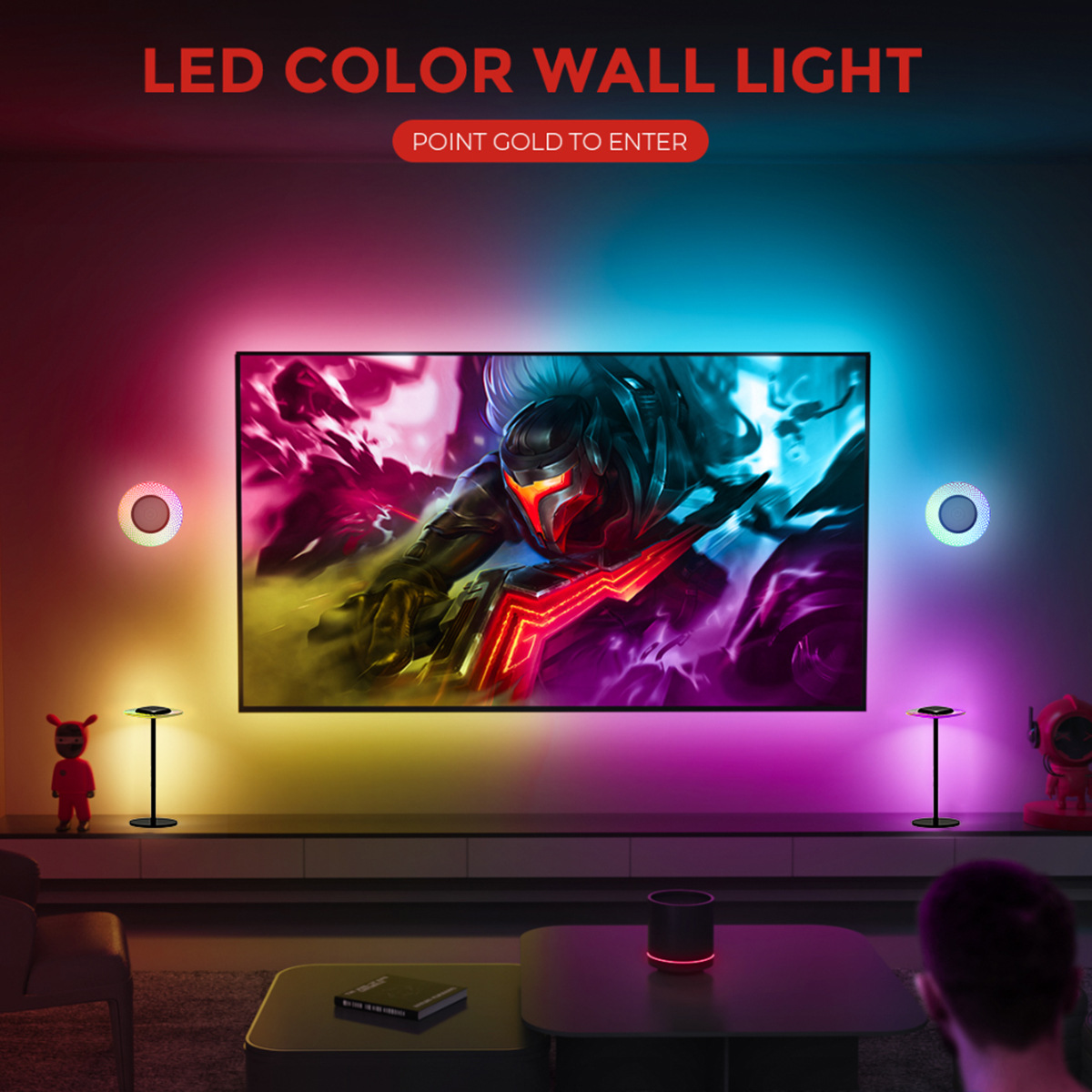 Gaming Room Compatible Desktop Mood Lamp Featuring Synced Music Lights with Rhythm Lighting Experience-HCP031