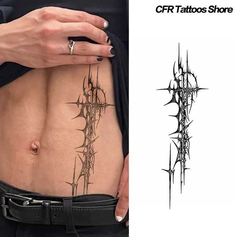 Temporary Tattoos American Gothic Dark Bramble Cross Belly Herbal Juice Tattoo Stickers Waterproof Fake Tattoo Party Gifts Z250731