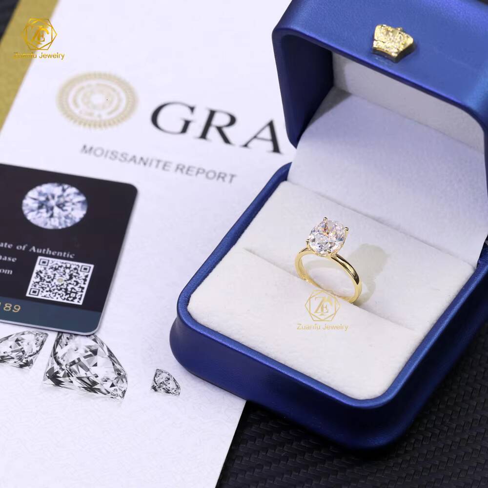 925 Sterling Silver Promise 1CT 2CT 3CT S925 Solitaire Wedding Engagement Oval Shape Moissanite Ring for Women