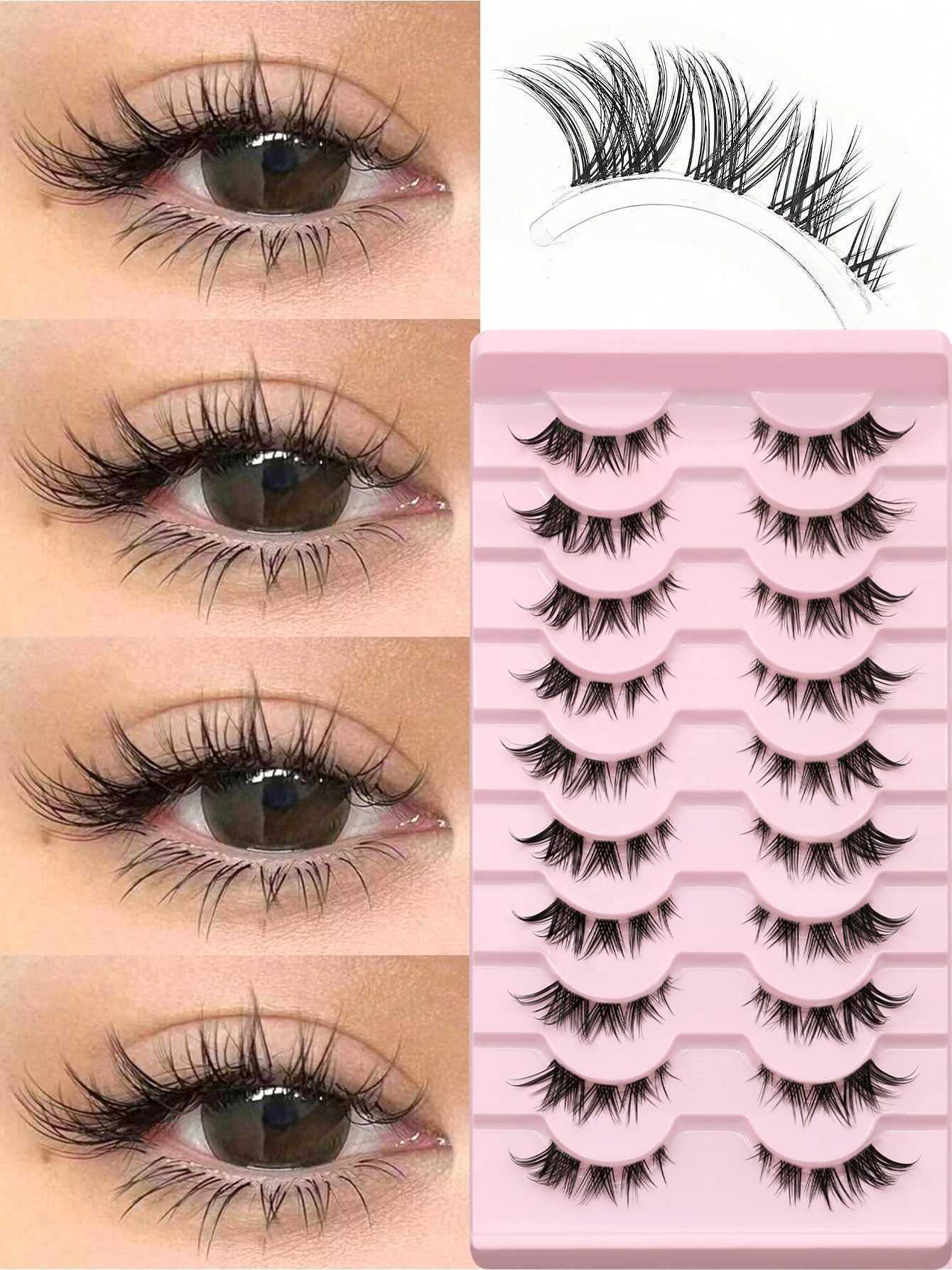 Groinneya Cat Eye Lashes Half Lashes Soft Natural Faux Mink Eyelashes Fake Lashes Natural Look Wispy Winged End Eye Elongated Z250730