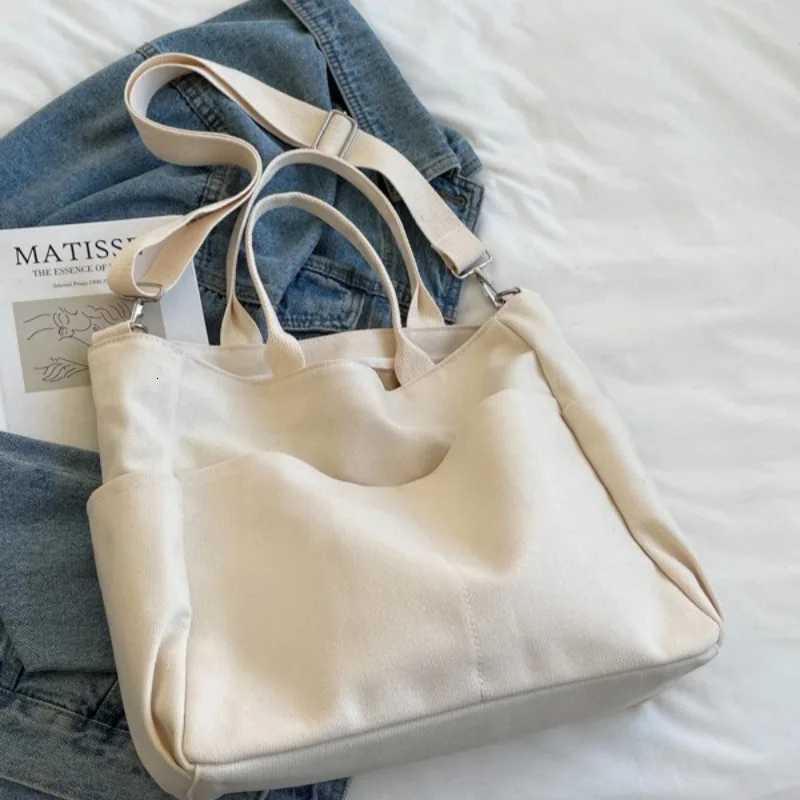 Ins Lazy Wind Canvas Big Bag New Korean Version Of The Single Shoulder Crossbody Bag Female Simple Literary Solid Color Y250730