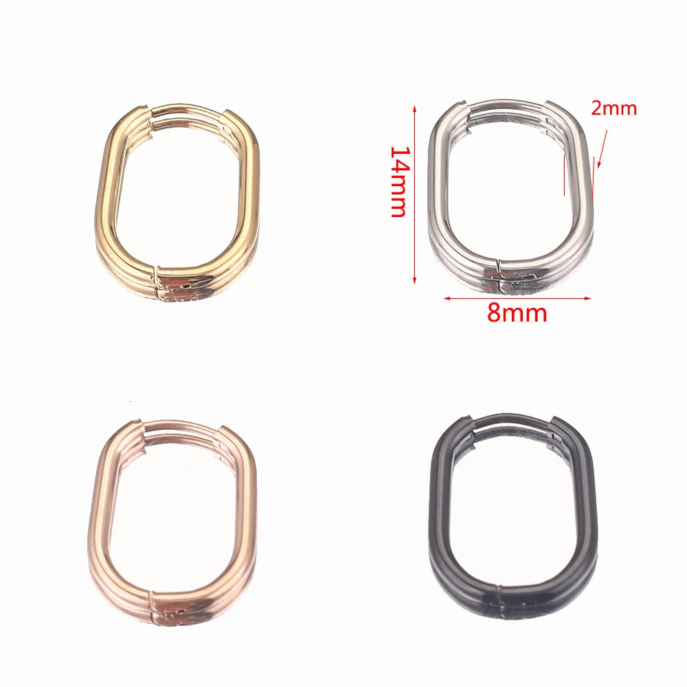 6pcs/lot Stainless Steel Rectangle Earrings Ear Hooks Gold-Plate oval Hoop Findings for DIY Earrings Parts Jewelry Wholesale 250729