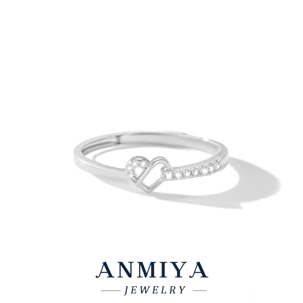 Tender Vintage Link 925 Sterling Silver Ring Romantic Heart Shape Jewelry for Women Valentine's Day Gift