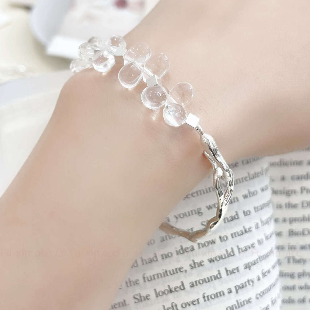 Transparent Beaded Cool Half Chain Fresh Sweet for Women Light Niche Design Exquisite Versatile Bracelet d46