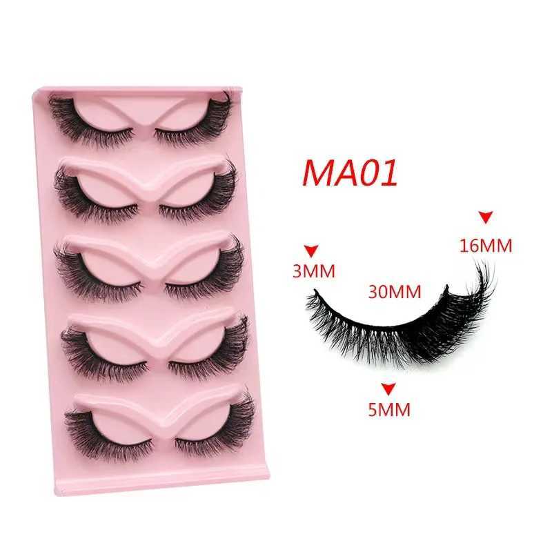 5/2 Pairs Cat Eye Lashes Faux Mink Eyelashes Winged End Eye Elongated Eyelashes Fake Lashes Soft Natural Long Full Strip Lashes Z250730