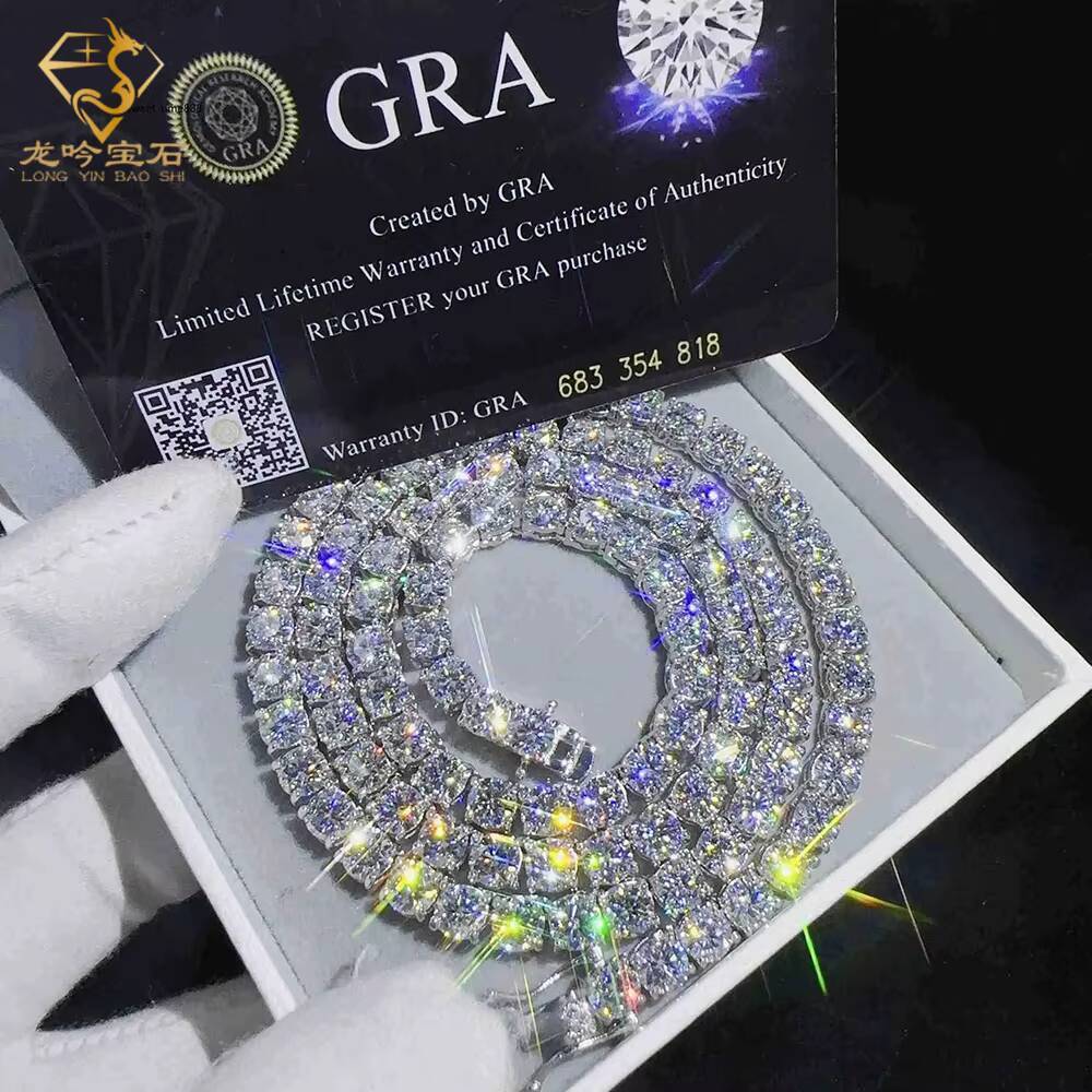 In Stock Unique Moissanite Diamond Tennis Necklace Round ice Link Chain 1CT 18inch