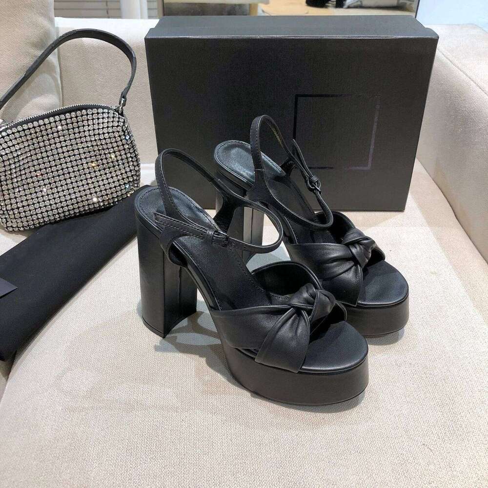 Women Size35-41 Genuine Leather Sandals Butterfly Knot Super High Heels Flat Platform Designer Shoes Zapatillas De Mujer 10f
