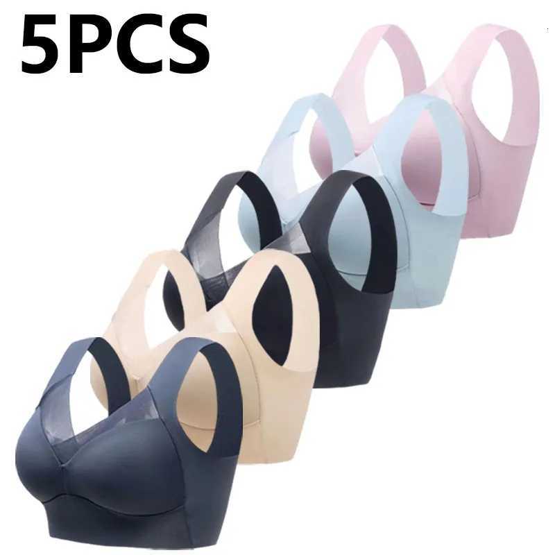 5PCS Seamless Lace Push Up Bra for Women Plus Size Wire-Free Breathable Bralette Set Solid Backless Brassiere Lingerie Z250730