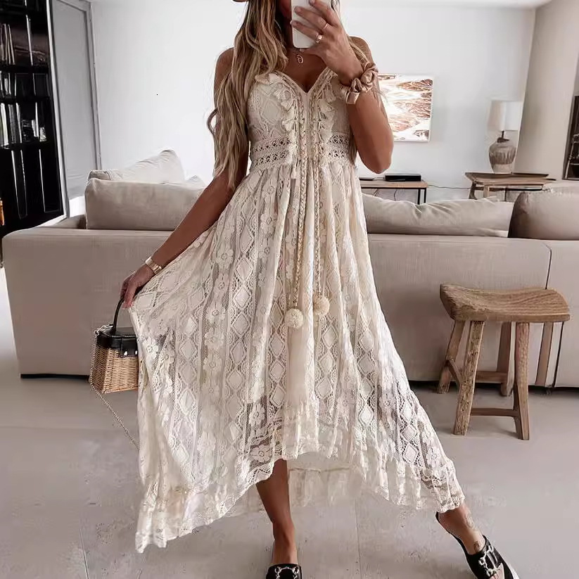 323# 2021 summer new lace suspender solid color dress