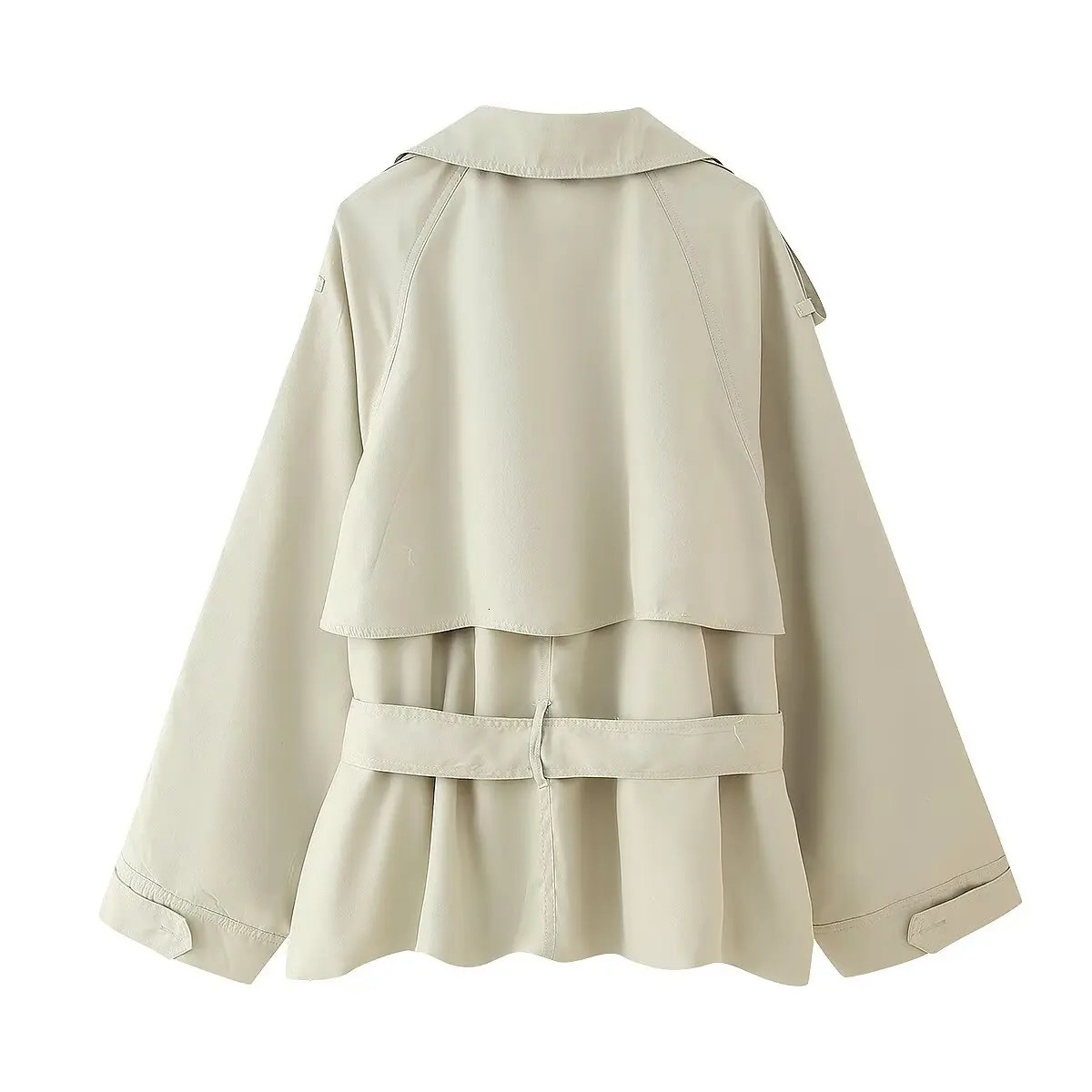 2025 Spring and Autumn Womens Short Jacket Long Sleeve Fashion Jacket with Belt Fashion Casual Middle Outerwear 250728