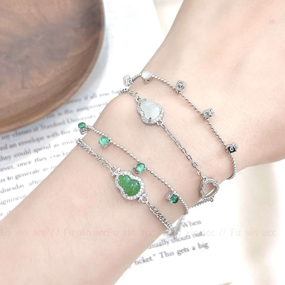 Wealth and Prosperity New Chinese Style Natural Jade Gourd Adjustable Lucky Bracelet Jewelry b5d
