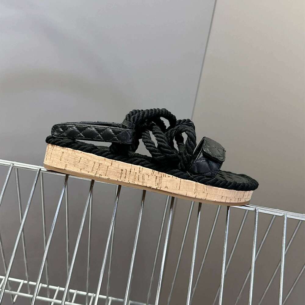New Women Size35-41 Genuine Leather Sandals Flat Platform Weaving Sewing Flats Summer Designer Shoes Zapatillas De Mujer f28
