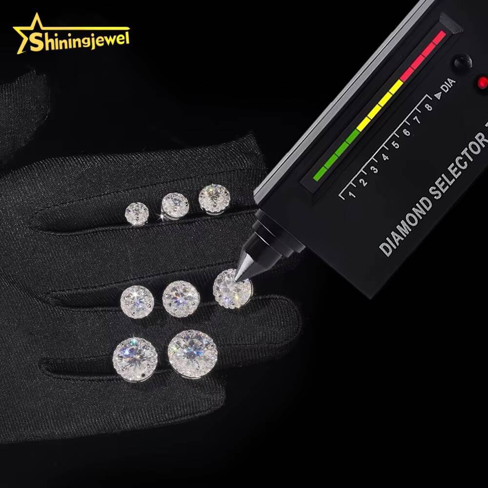 Full Range of Size Hot Sale Hip Hop Jewelry Bezel Setting Ear Studs 925 Sterling Silver VVS Moissanite Stud Earrings Mens Women