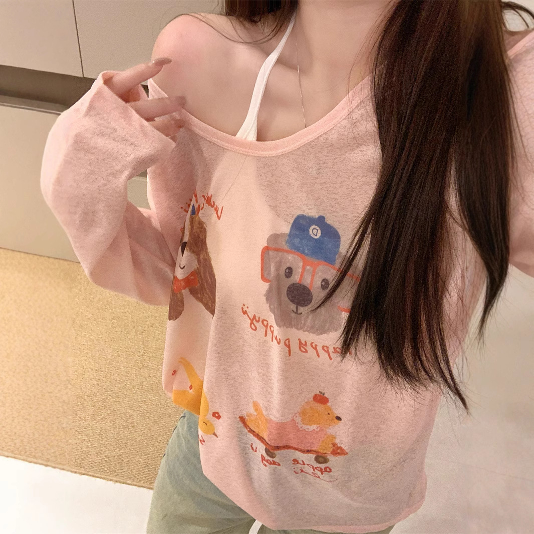 2025 new women's summer niche thin loose fashion printed summer thin bottom shirt designer T-shirt designer short sleeved women's T-shirt