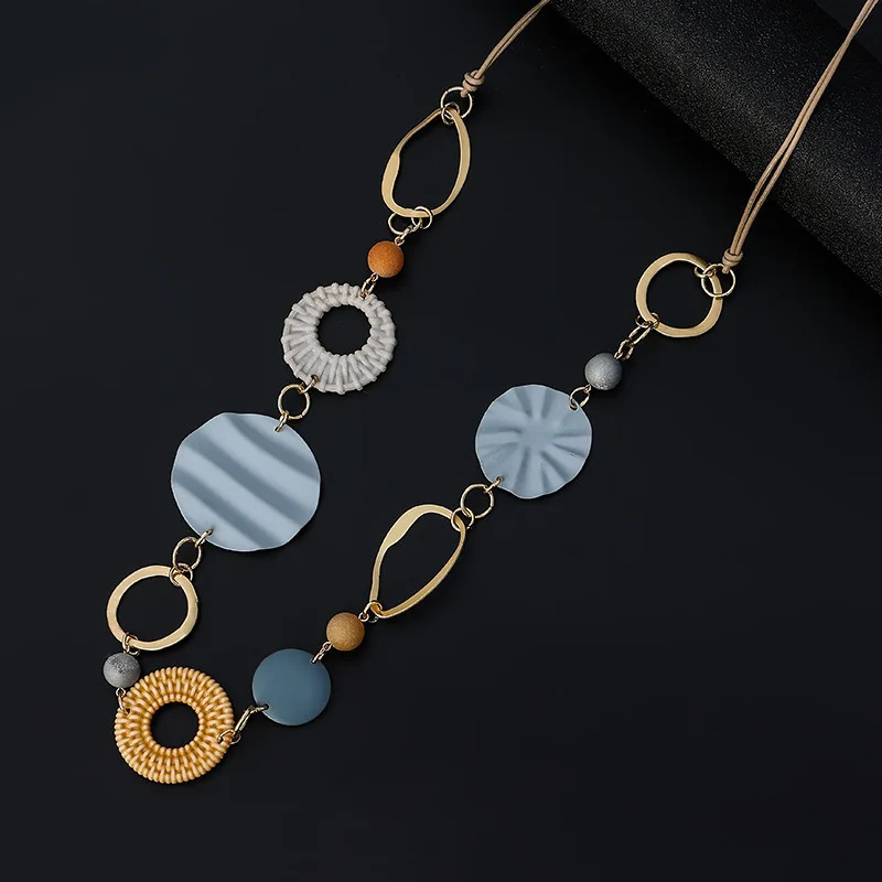 Kaseakia Big Large Resin Hoop Chain Sweater Long Necklace for Women Fashion 250729