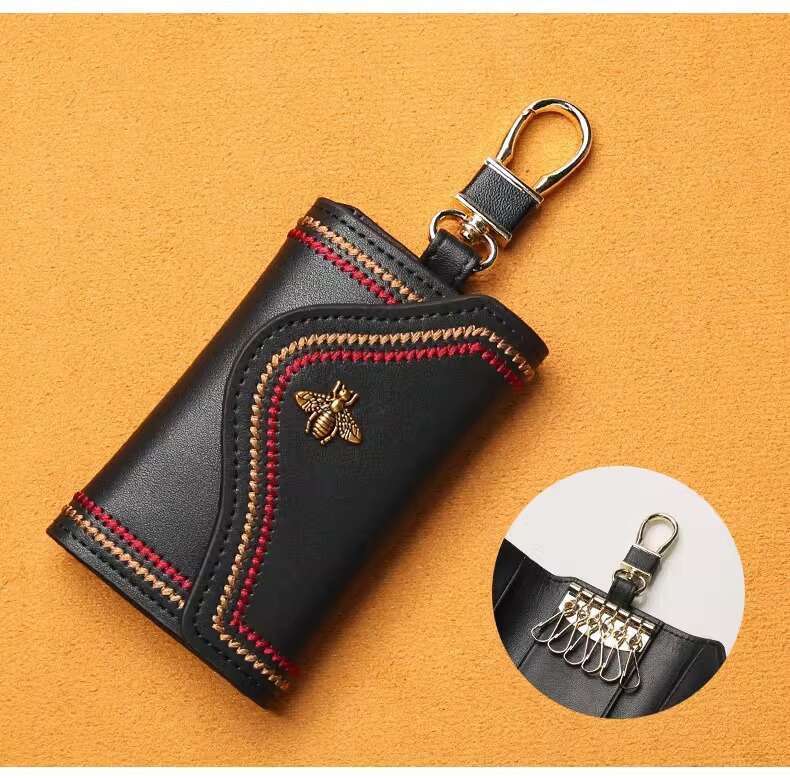 2-in-1 Key Holder & Card Case - Compact PU Keychain Wallet for Men & Women in Black, Burgundy, Dark Green Wallet